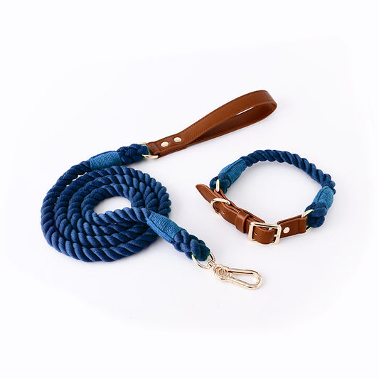 Woven Leather & Cotton Rope Leash Set – Bold Style Meets Everyday Strength