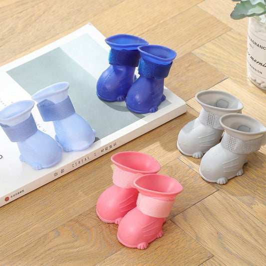 Waterproof Silicone Dog Rain Boots – 4pcs Non-Slip Pet Shoes, Soft & Flexible (Fast Shipping)