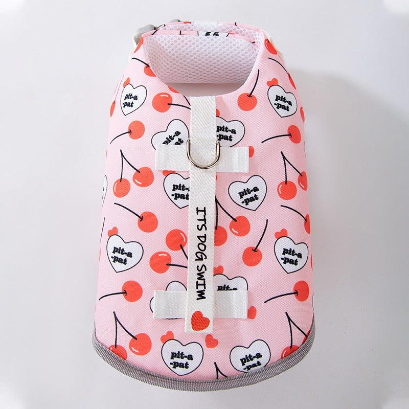 Chic Buoyancy Life Vest – Fruit Print Safety Swimwear for Dogs