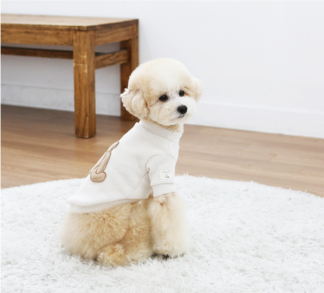 Teddy Patch Knit Sweater – Navy Blue or White Cotton