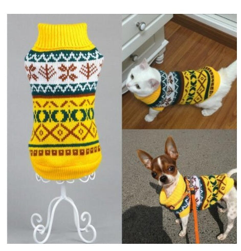 Nordic Knit Pet Sweater – Soft Acrylic in Holiday Colors