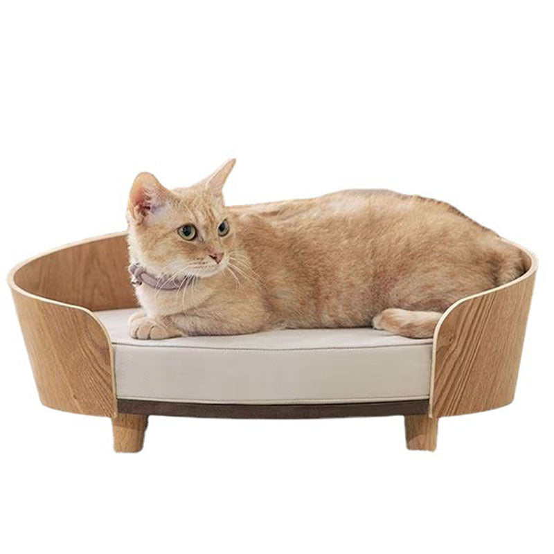 Sculpted Oak Pet Lounge – Handcrafted Designer Bed for Cats & Small Dogs