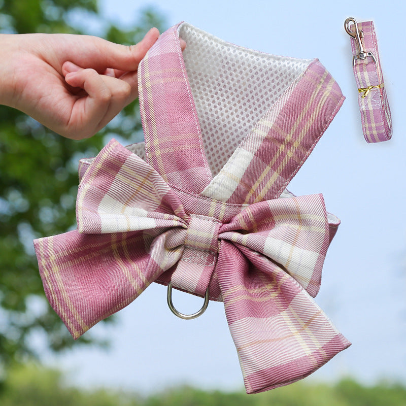 Tartan Bow Harness with Matching Leash – Chic Tails Edition