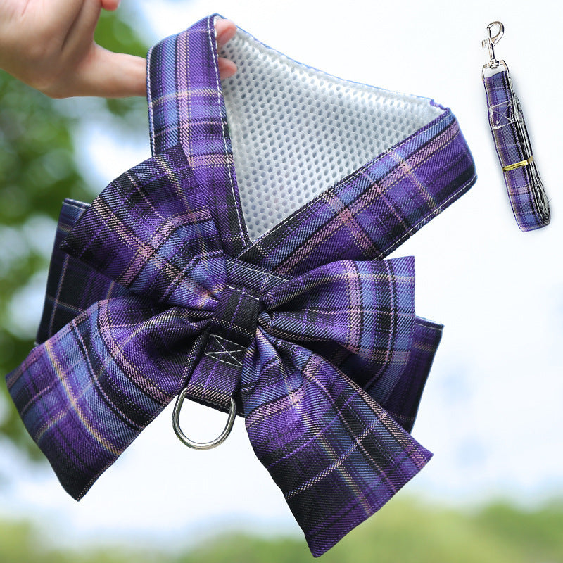 Tartan Bow Harness with Matching Leash – Chic Tails Edition