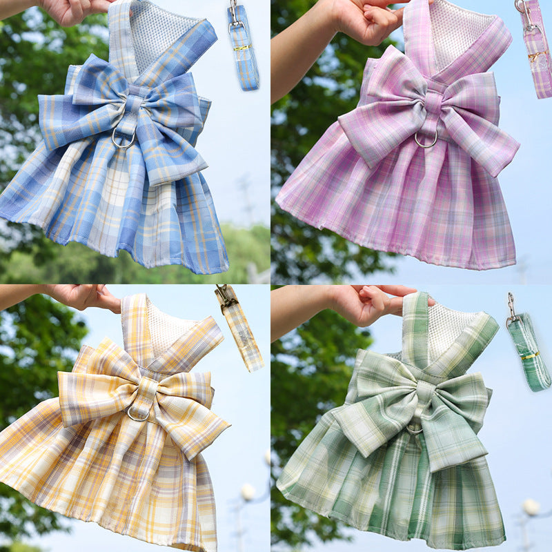 Tartan Bow Harness with Matching Leash – Chic Tails Edition