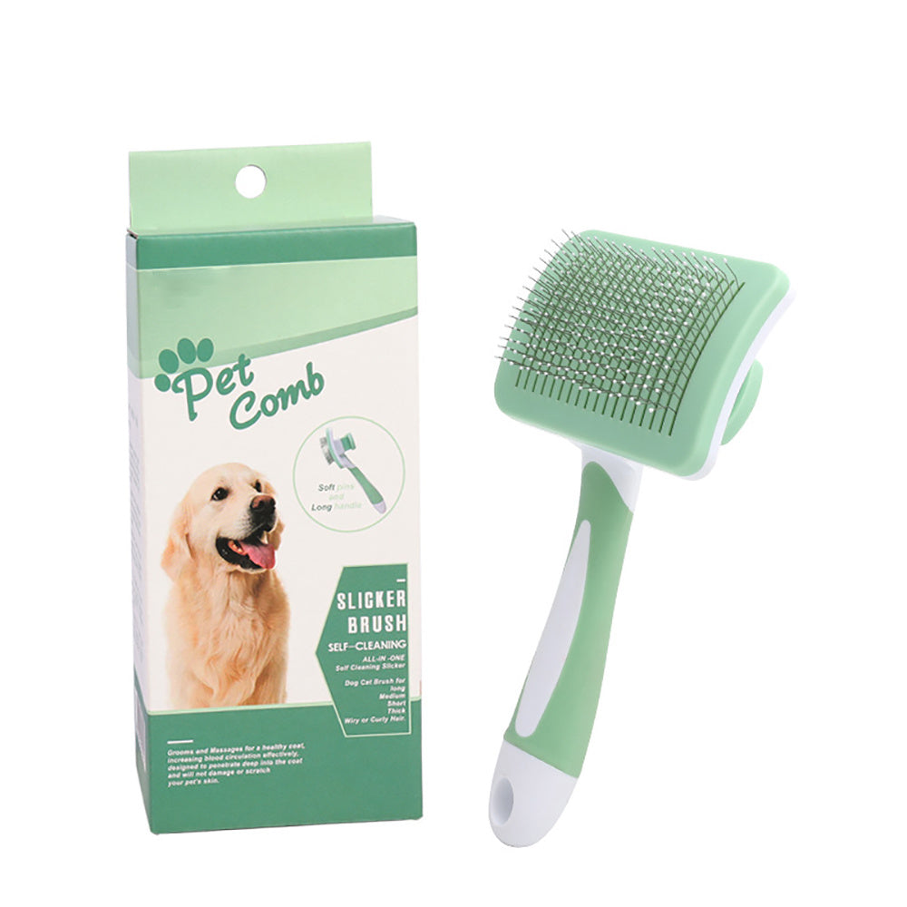 GroomPro: Self-Cleaning Slicker Brush for Dogs & Cats (Fast Shipping)