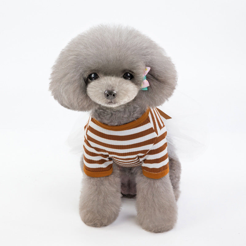 Seaside Chic Tutu Dress – Striped Elegance for Small Pets