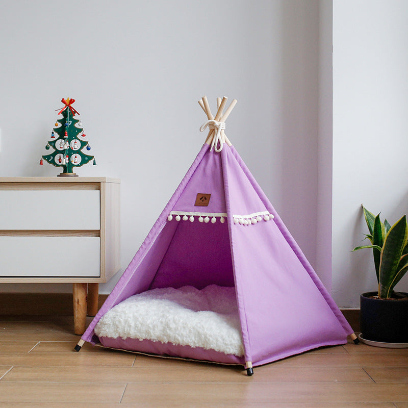 Upgraded BambuTent™ Pet Teepee – 4-Season Comfort with Luxurious Pillow