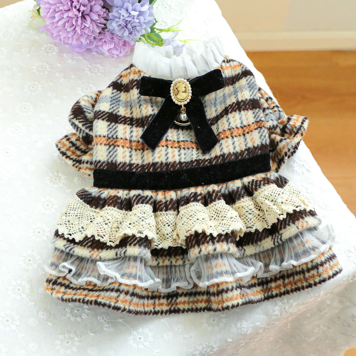 Heritage Tweed Ruffle Dress – Velvet Cameo Charm
