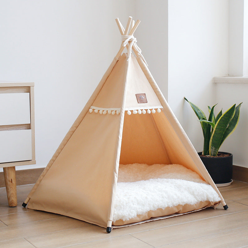 Upgraded BambuTent™ Pet Teepee – 4-Season Comfort with Luxurious Pillow