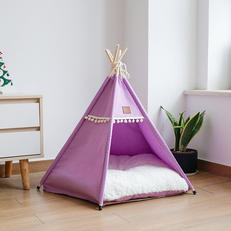 Upgraded BambuTent™ Pet Teepee – 4-Season Comfort with Luxurious Pillow