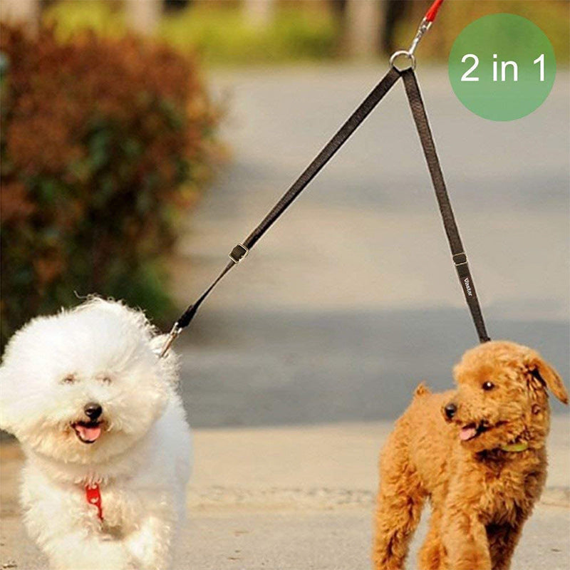 2-in-1 Dual Dog Leash – Tangle-Free Nylon Split Lead