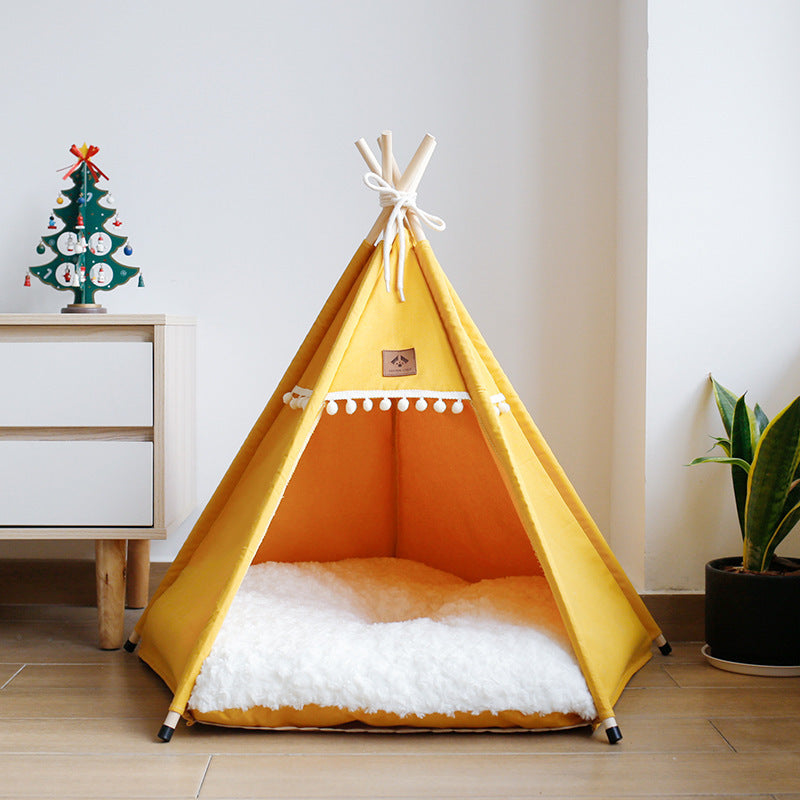 Upgraded BambuTent™ Pet Teepee – 4-Season Comfort with Luxurious Pillow