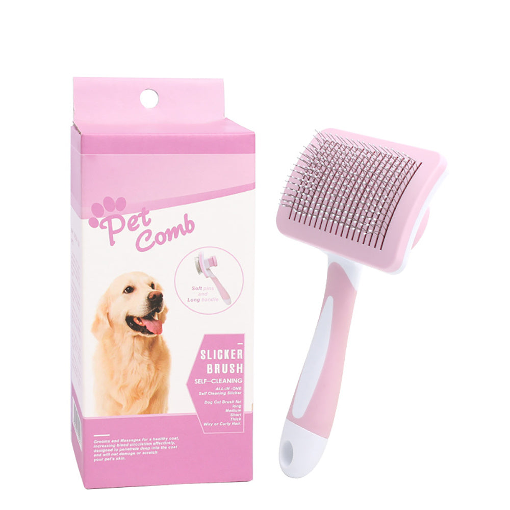 GroomPro: Self-Cleaning Slicker Brush for Dogs & Cats (Fast Shipping)