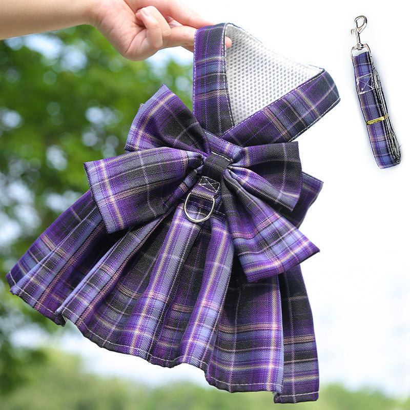 Tartan Bow Harness with Matching Leash – Chic Tails Edition