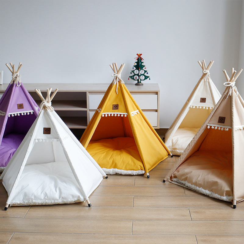 Upgraded BambuTent™ Pet Teepee – 4-Season Comfort with Luxurious Pillow