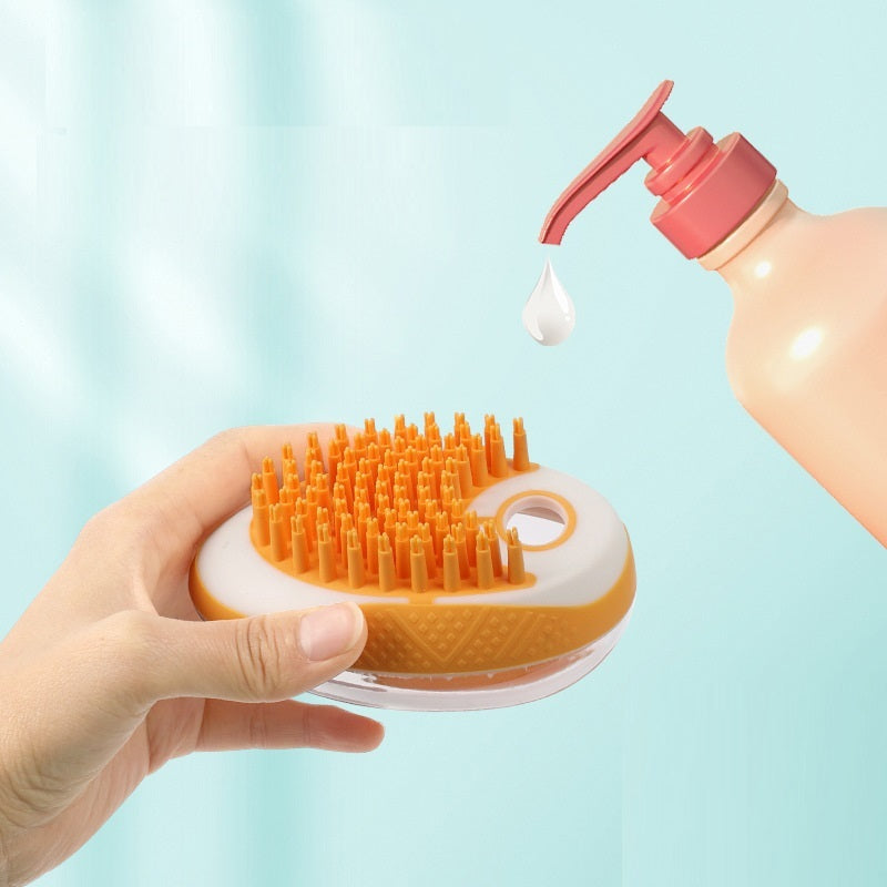 Silicone SPA Grooming Brush with Built-in Shampoo Chamber
