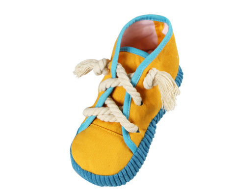 Colorful Canvas Sneaker Chew Toy – With Built-In Squeaker