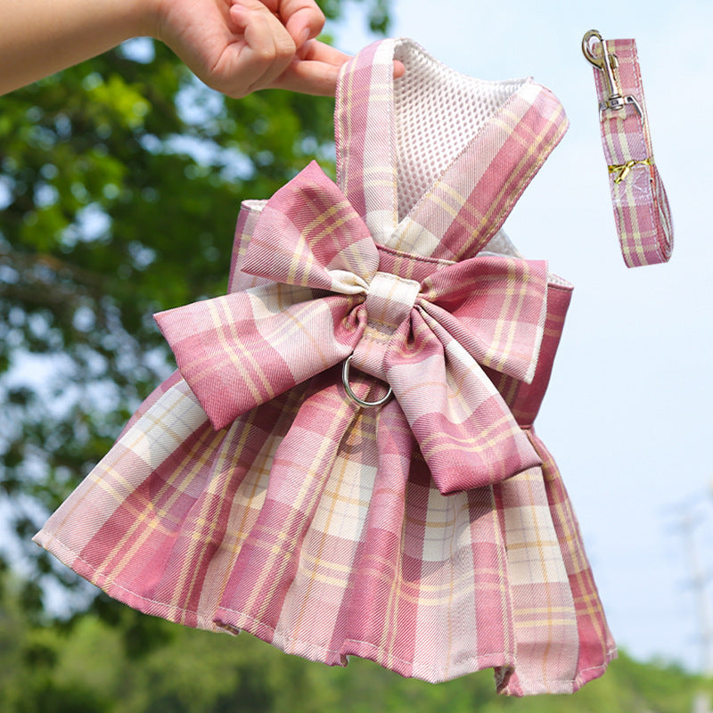 Tartan Bow Harness with Matching Leash – Chic Tails Edition