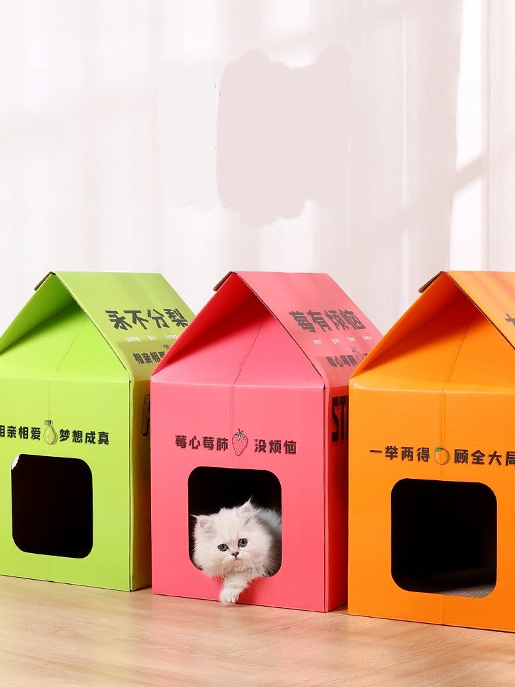Juice Box Cat Scratch House – Playful Hideaway Edition