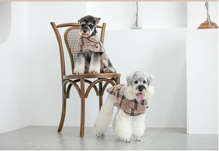 Tailored Windbreaker Coat – Beige Plaid with Quilted Lining