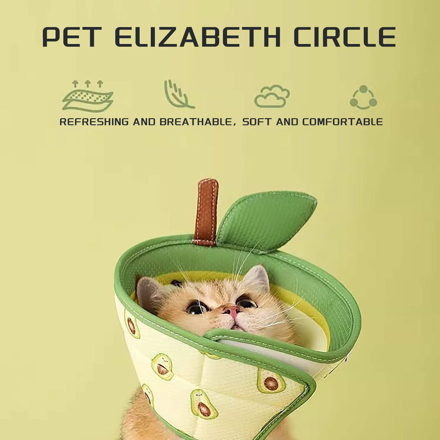 Soft Apple-Shaped Cat Cone Collar – Adjustable Post-Surgery Healing Collar (Fast Shipping)