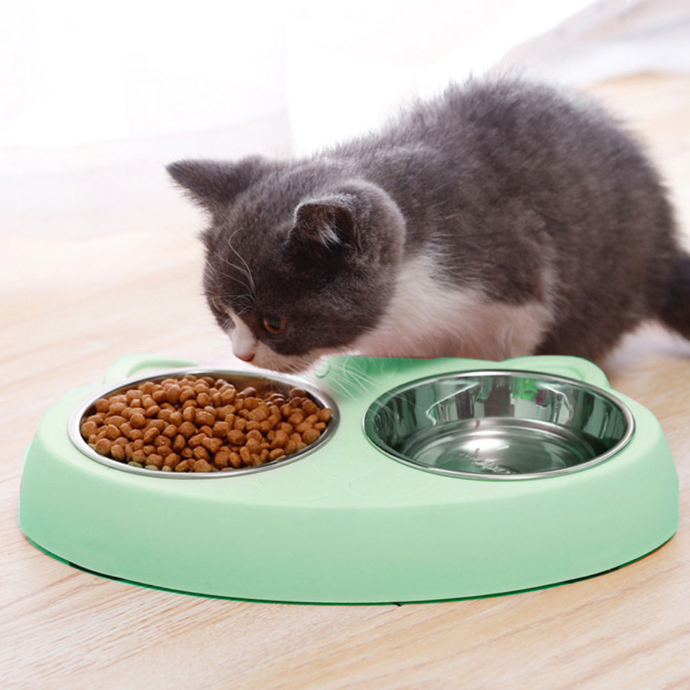 Double Elevated Pet Bowls – Non-Slip Stainless Steel Food & Water Set (Fast Shipping)