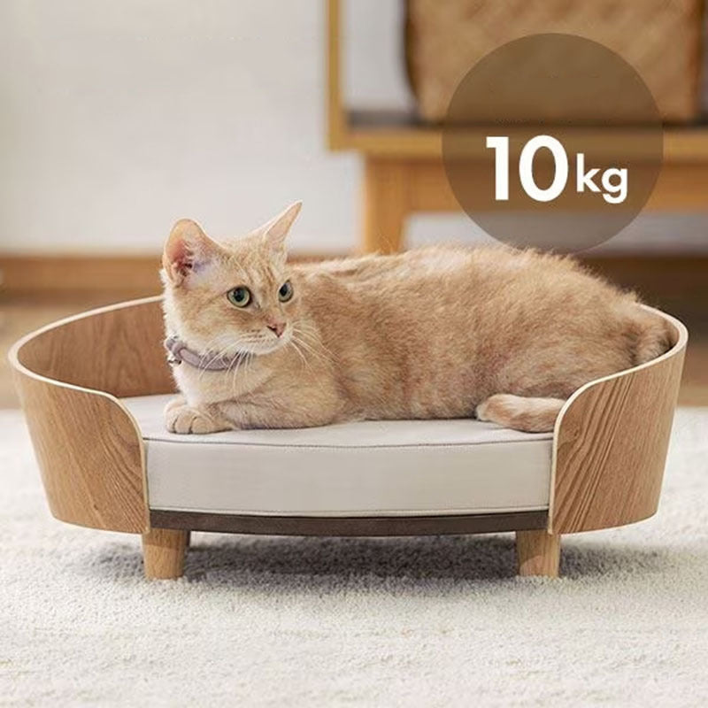 Sculpted Oak Pet Lounge – Handcrafted Designer Bed for Cats & Small Dogs