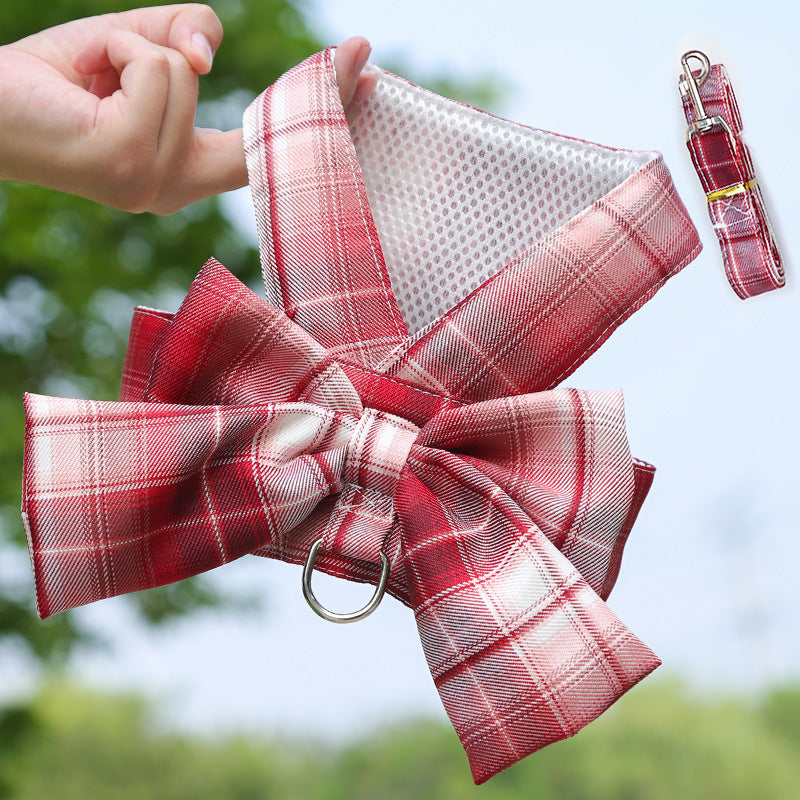Tartan Bow Harness with Matching Leash – Chic Tails Edition