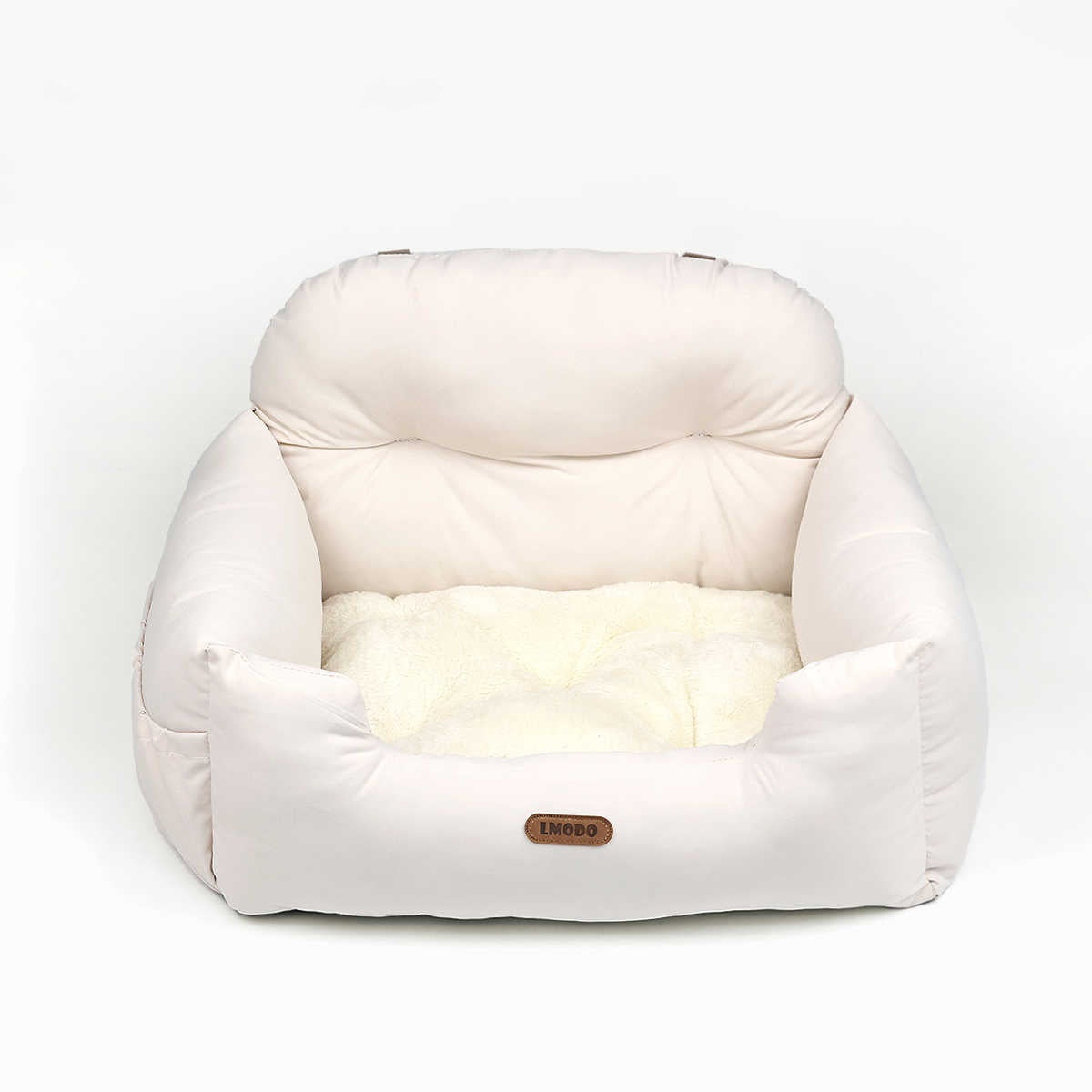 Elegant Milky Suede Car Seat Nest – Luxe Travel Comfort for Pets