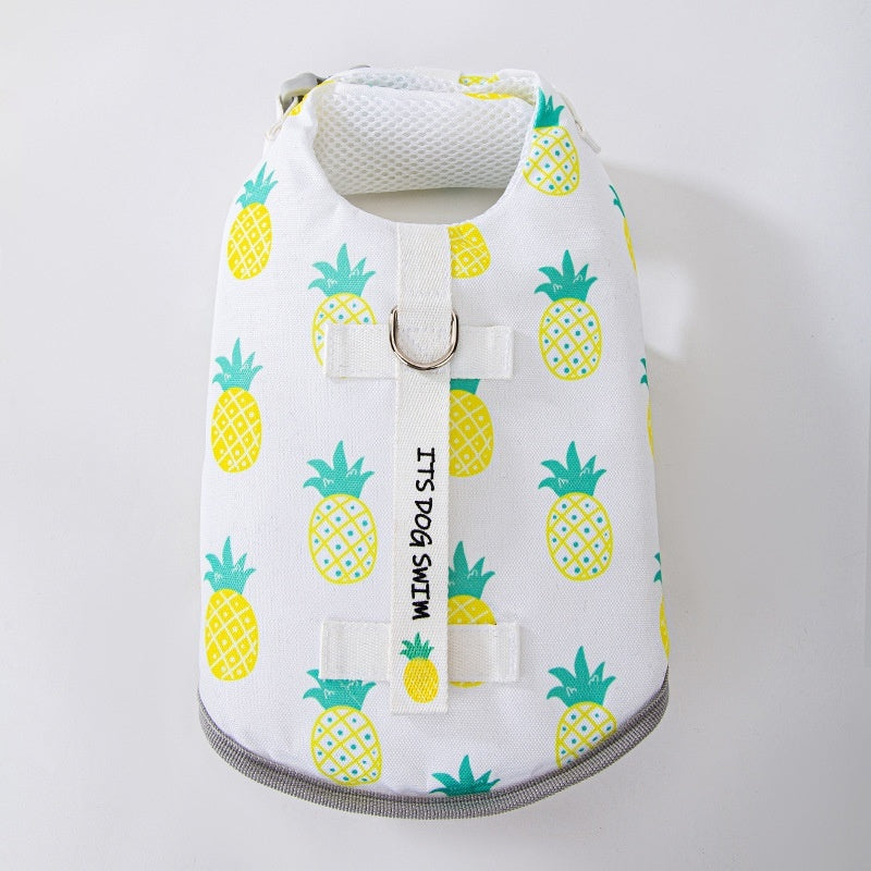 Chic Buoyancy Life Vest – Fruit Print Safety Swimwear for Dogs