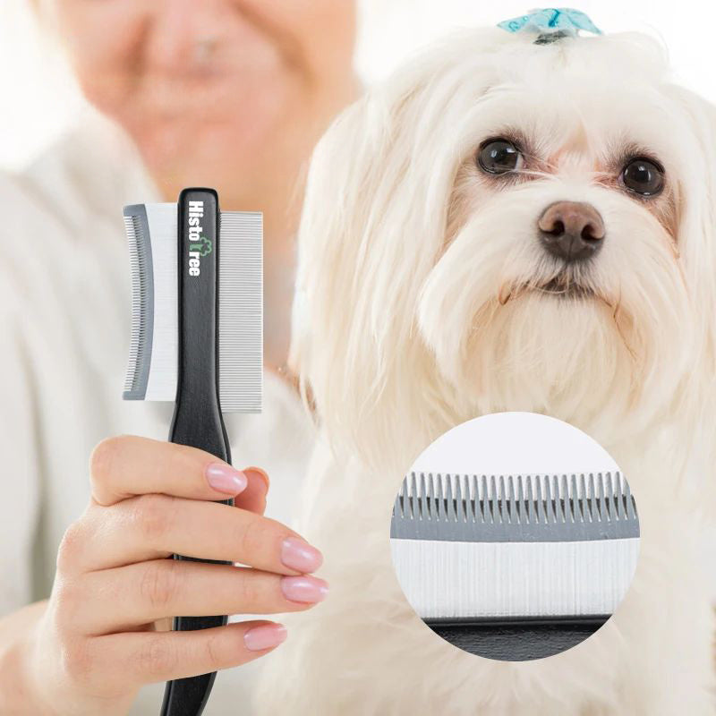 Double-Sided Stainless Steel Pet Comb – Deshedding & Flea Removal for Dogs & Cats