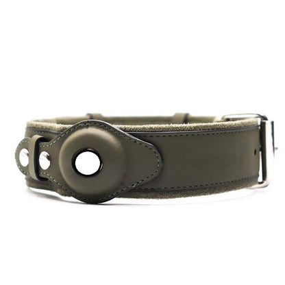 Smart Leather Dog Collar – GPS-Ready for Apple AirTag