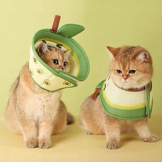 Soft Apple-Shaped Cat Cone Collar – Adjustable Post-Surgery Healing Collar (Fast Shipping)