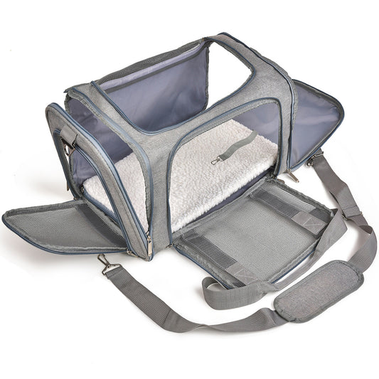 Voyager Linen Pet Carrier – Dual-Handle Travel Tote