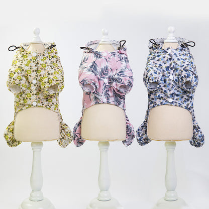 Floral Rain Jumpsuit – Lightweight Waterproof Pet Raincoat
