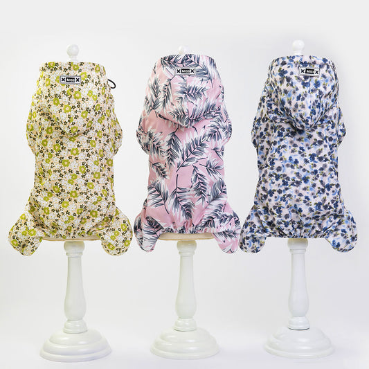 Floral Rain Jumpsuit – Lightweight Waterproof Pet Raincoat
