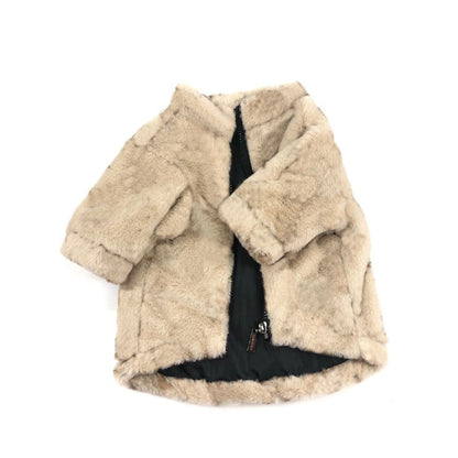 Signature Monogram Pet Coat – Designer-Inspired Faux Fur Jacket