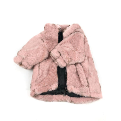 Signature Monogram Pet Coat – Designer-Inspired Faux Fur Jacket