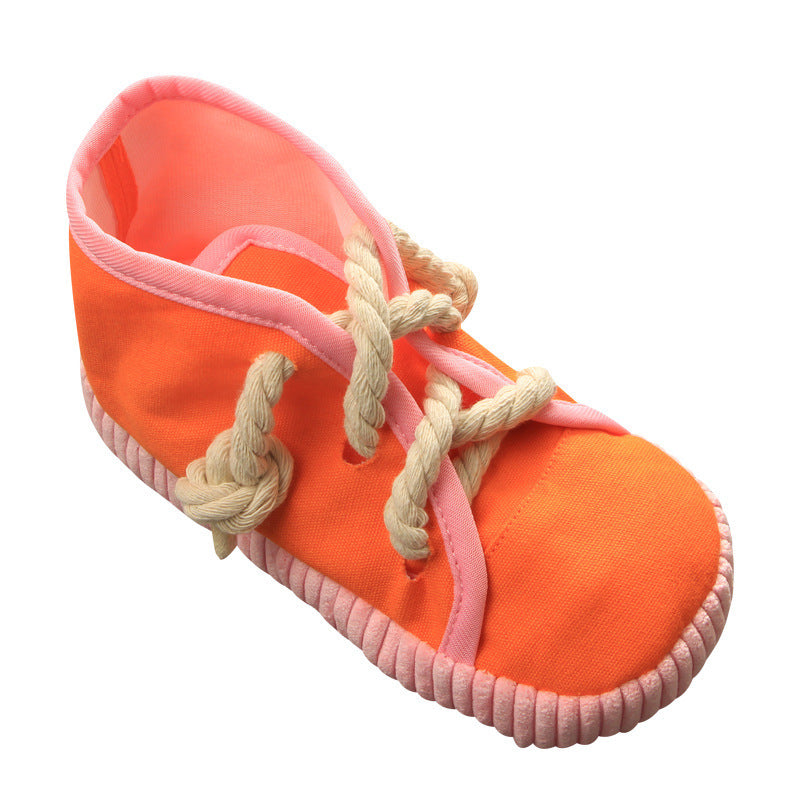 Colorful Canvas Sneaker Chew Toy – With Built-In Squeaker