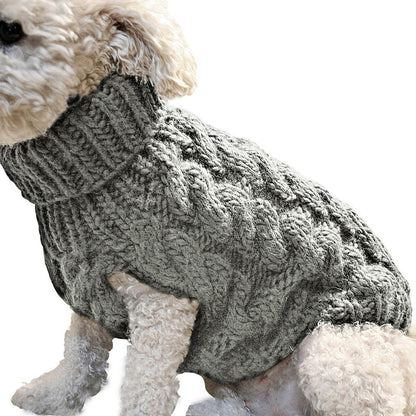 Chunky Cable Knit Pet Sweater – Classic Winter Warmth in Rich Colors