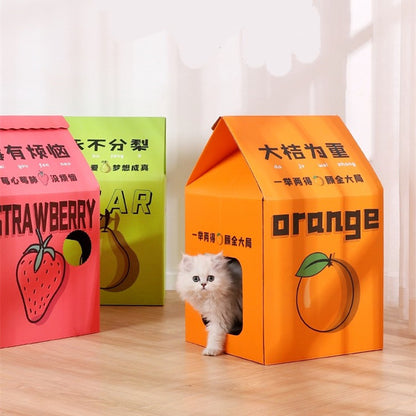 Juice Box Cat Scratch House – Playful Hideaway Edition