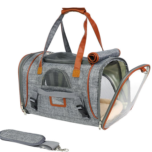 Linen Pet Carrier – Structured Multi-Tone with Vegan Leather Accents