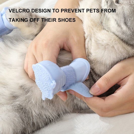 Waterproof Silicone Dog Rain Boots – 4pcs Non-Slip Pet Shoes, Soft & Flexible (Fast Shipping)