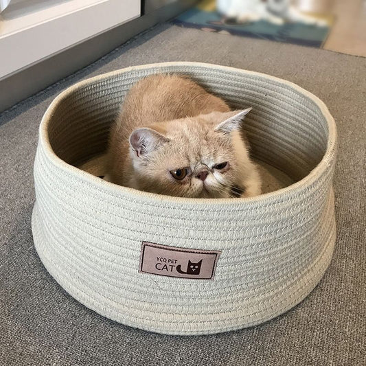 Handmade Cotton Pet Basket – Cozy Nest & Storage for Cats and Small Dogs
