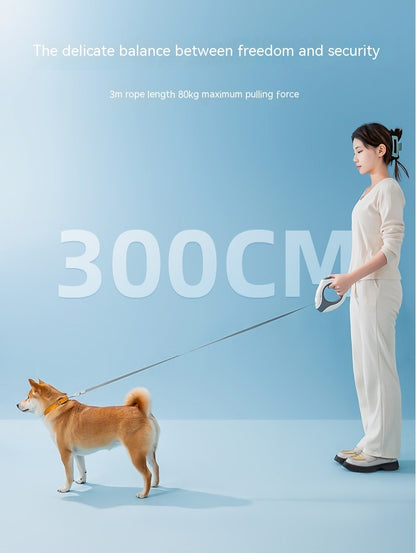 Luminous Ring Retractable Dog Leash – 3M Light-Up Grip Design