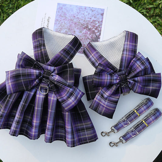Tartan Bow Harness with Matching Leash – Chic Tails Edition