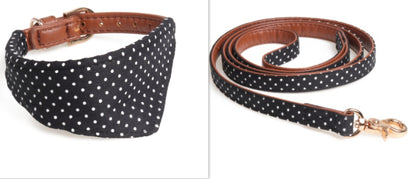 Chic Polka Dot Scarf or Bow Collar & Leash Set – Stylish Everyday Look