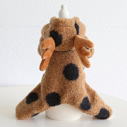 Plush Pup Costume – Cozy Cocoa with Black Spots