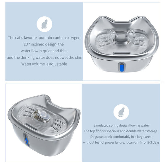 AquaFlow™ 3L Stainless Steel Pet Fountain – Pure Hydration, Elevated Design